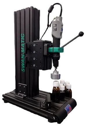 Swan-Matic C900e electric benchtop bottle capper with manual pull-down lever.