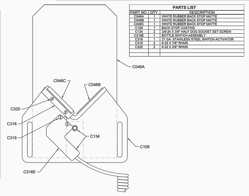 C046A White Rubber Back Stop Matte for C 325E Backstop Assembly Replac ...